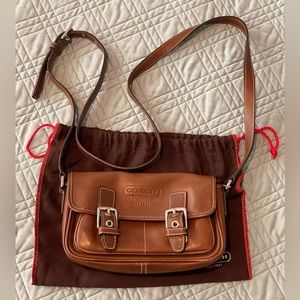 COACH crossbody purse. British tan with adjustable strap